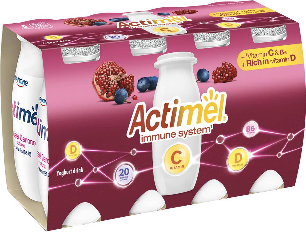 Actimel Drickyoghurt Blåbär/Granatäpple 8x100g Actimel
