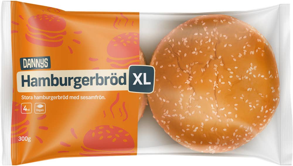 Dannys Hamburgerbröd 4-p