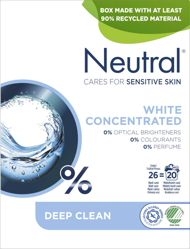 Neutral Tvättmedel Pulver White Parfymfri