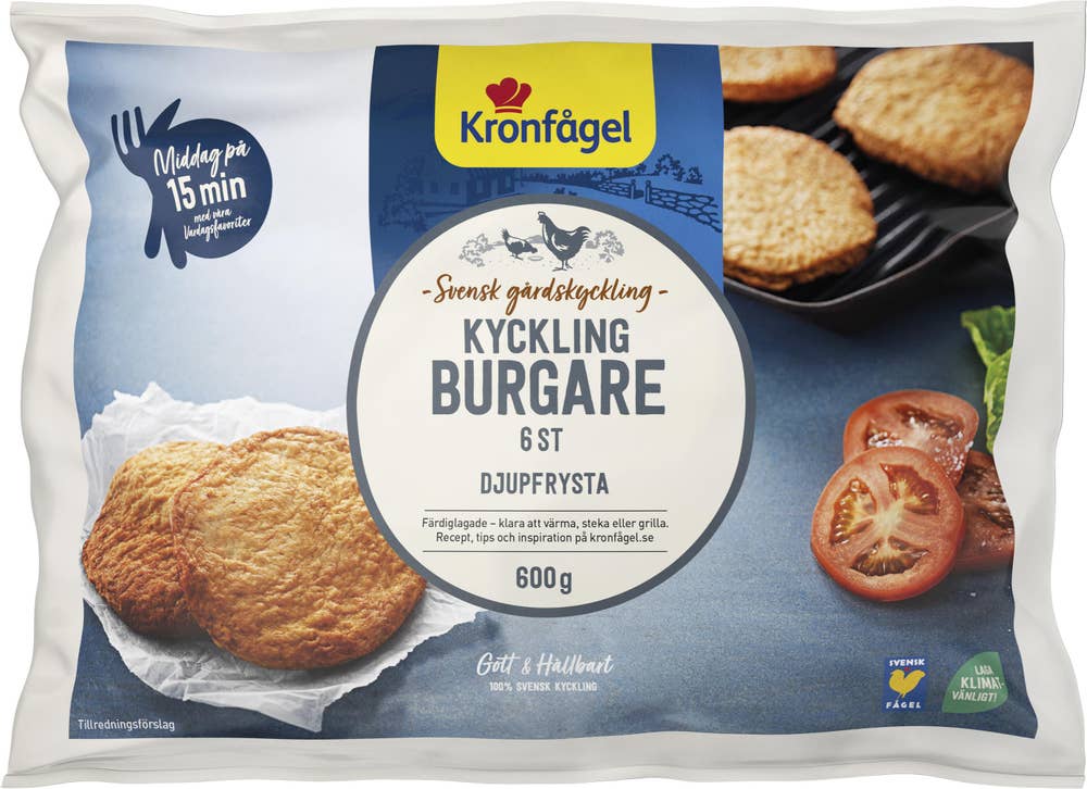 Kronfågel Kycklingburgare Fryst