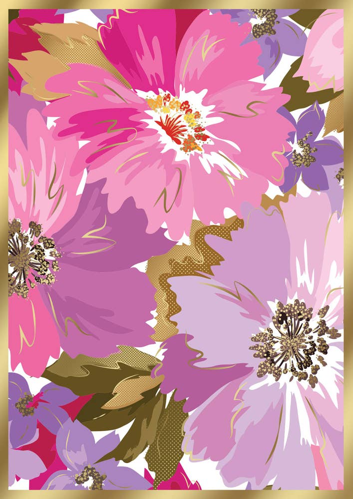 Pictura Kort med Kuvert Rosa Blommor