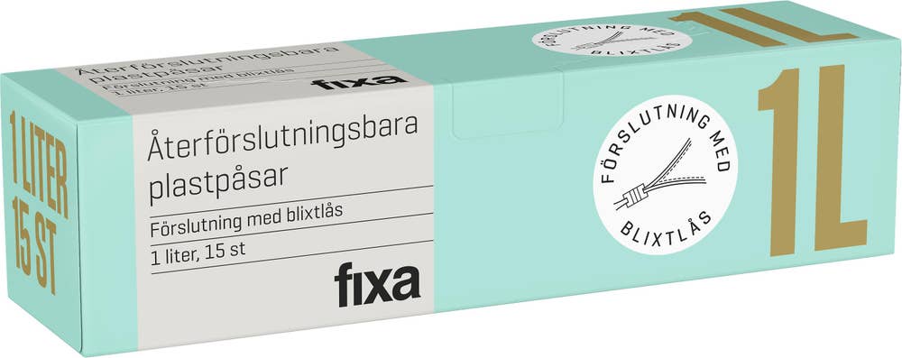 Fixa Plastpåse Återförslutningsbar 1L