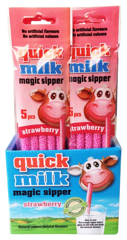 Quick Milk Ätbara Sugrör Jordgubb 5-p