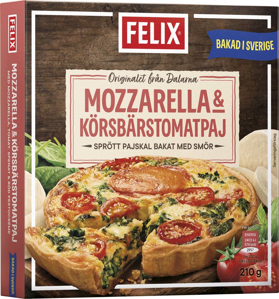 Felix Paj Veggie Mozzarella & Körsbärstomat Fryst