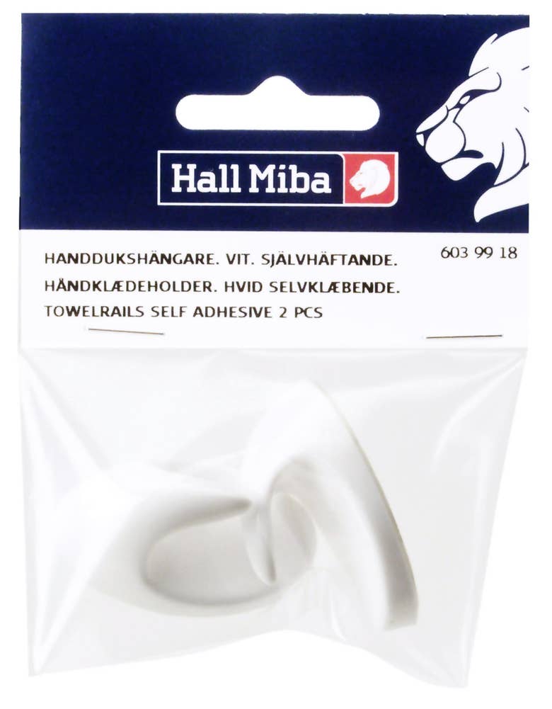 Hall Miba Handdukshängare Vit Självhäftande