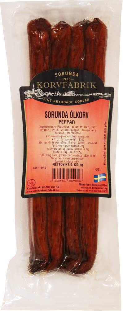 Sorunda Korvfabrik Ölkorv Peppar 120g Sorunda Korvfabrik