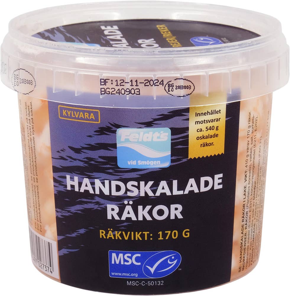 Feldts Handskalade Räkor i Lake MSC 170g