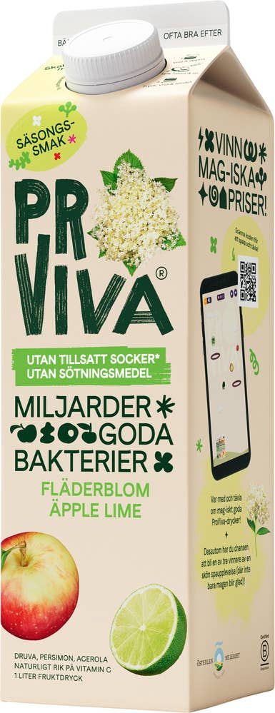 ProViva Juice Fläder, Äpple & Lime Utan Tillsatt Socker & Sötningsmedel