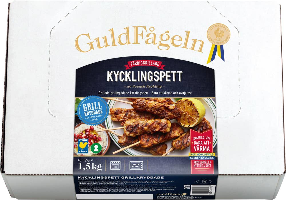 Guldfågeln Kycklingspett Grillade Fryst