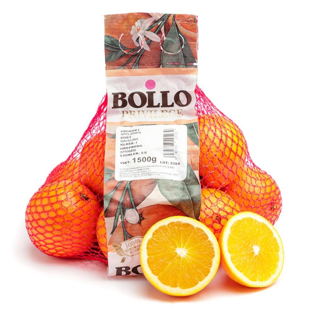 Apelsin "Navelina" Lyx Bollo 1,5kg Klass1 Spanien