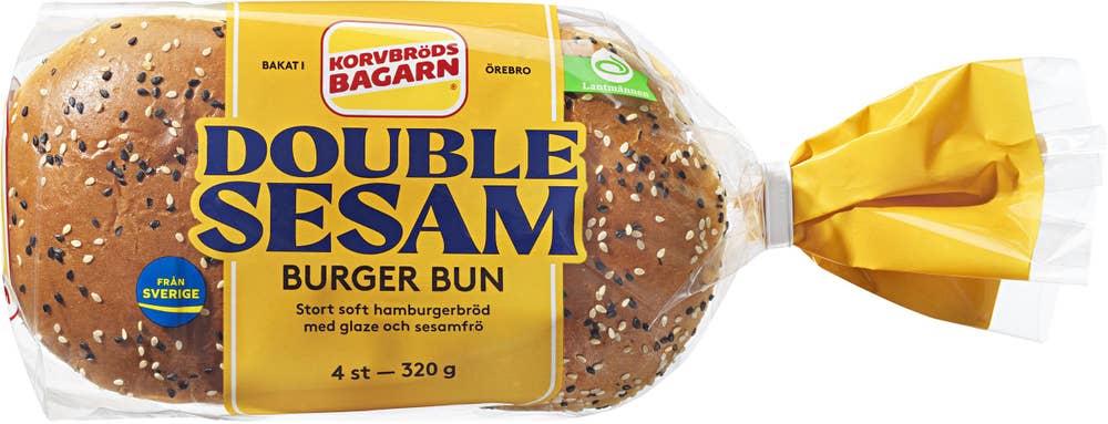 Korvbrödsbagarn Hamburgerbröd Double Sesam 4-p