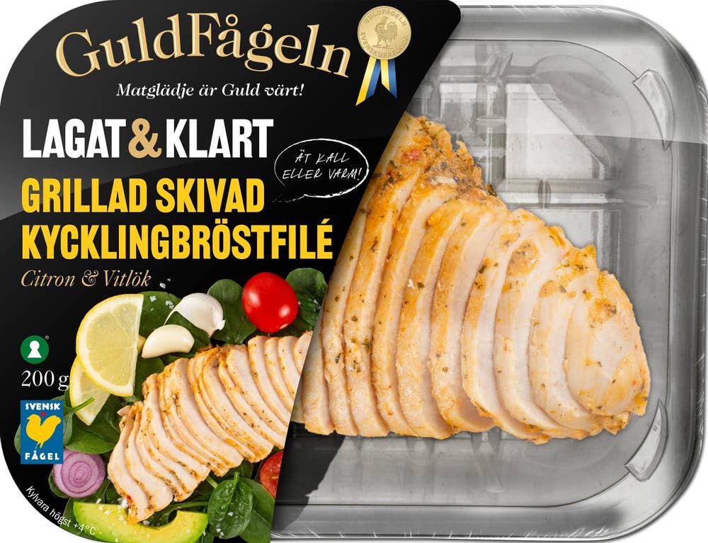 Guldfågeln Lagat & Klart Grillad Skivad Kycklingbröstfilé Citron & Vitlök