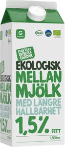 Garant Eko Mellanmjölk Lite Längre Hållbarhet 1.5%  EKO/KRAV