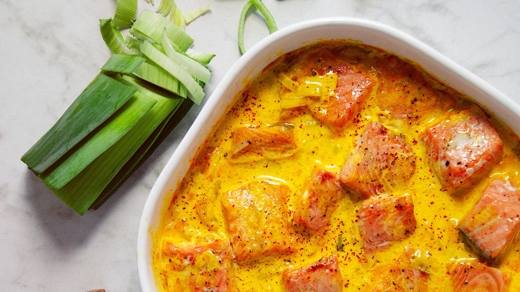 Saffranslax med fänkål och purjolök