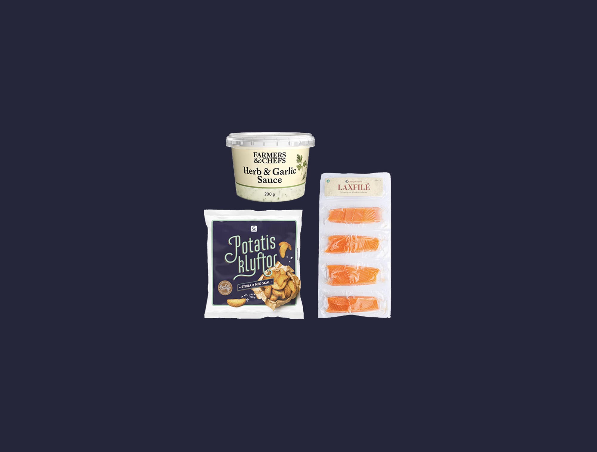 Färdigpreppat: Lax med klyftpotatis och örtsås