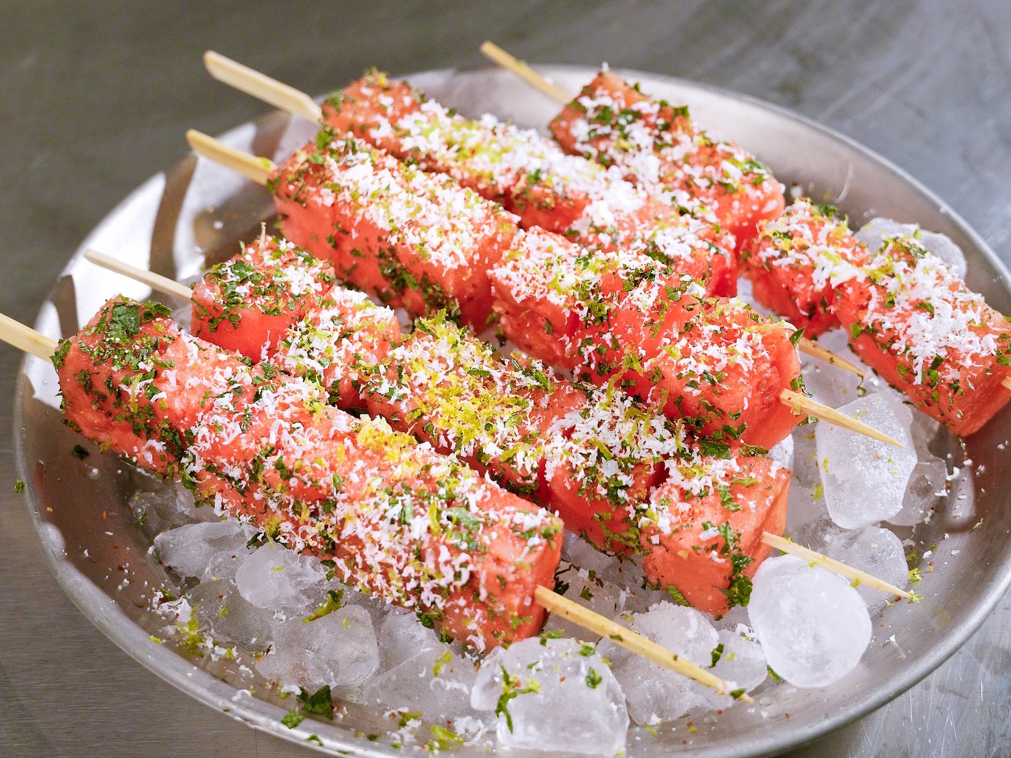 Melonspett med mynta och fryst fetaost