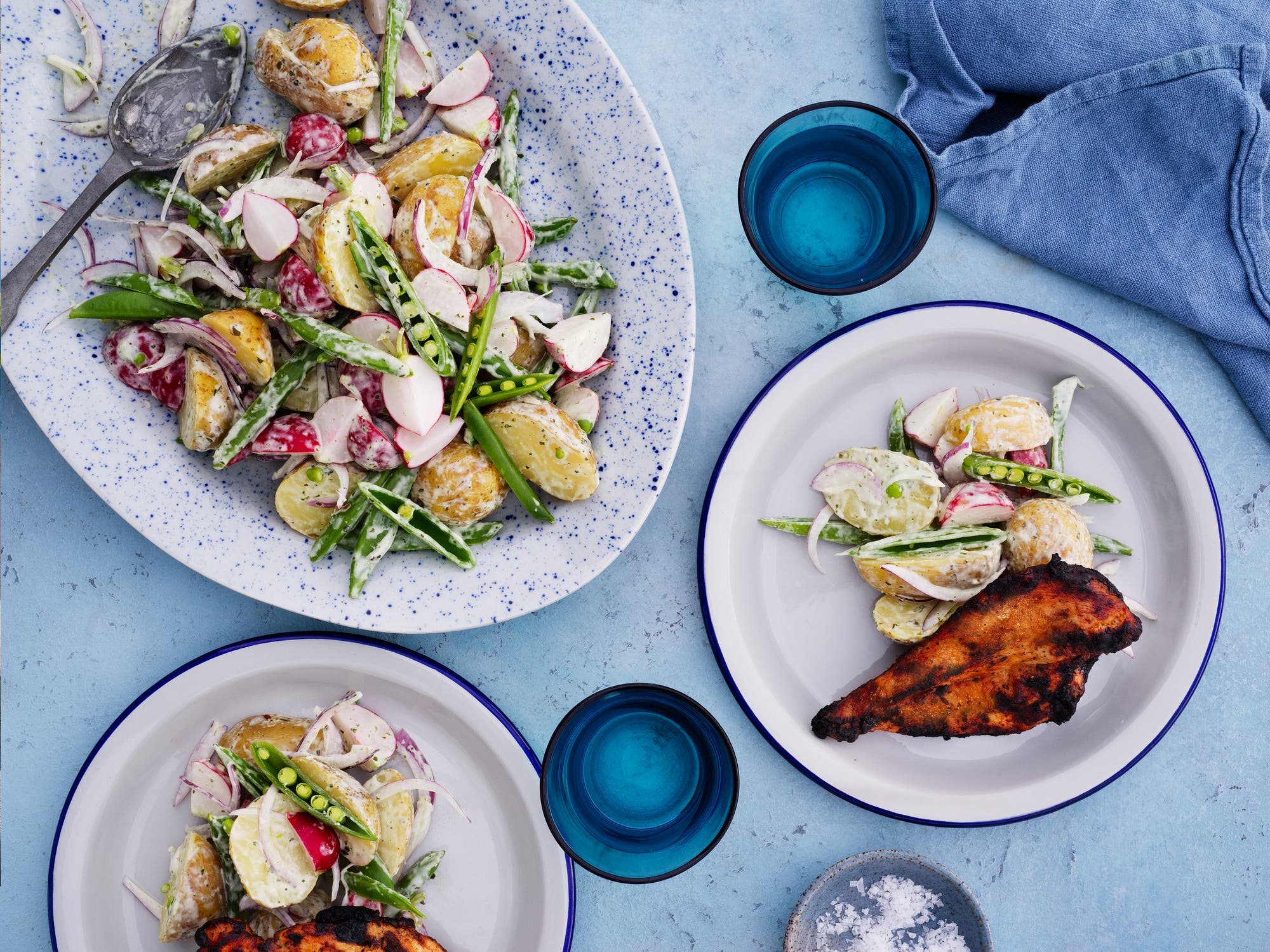 Snabbgrillad kyckling med krämig potatissallad