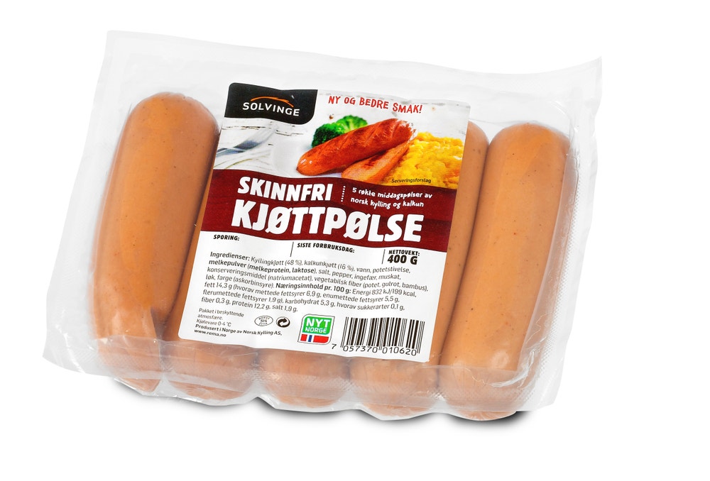 Solvinge Røkt Kyllingpølse Uten Skinn