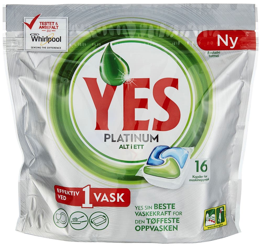 Yes Maskinoppvask Platinum 16 Tabletter