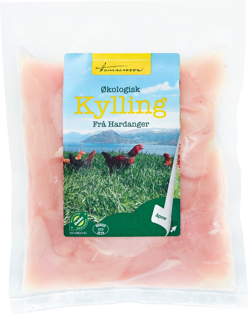 Homlagarden Wokkjøtt i skiver 100% renskåret kyllingfilet, økologisk