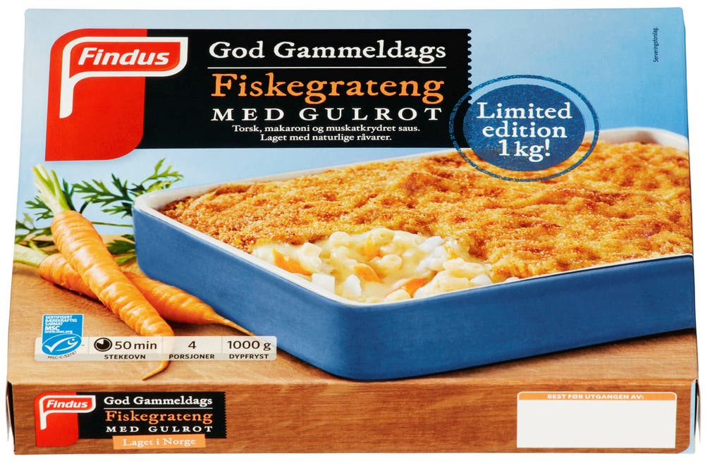 Findus Gg Fiskegrateng M/gulrot 1kg