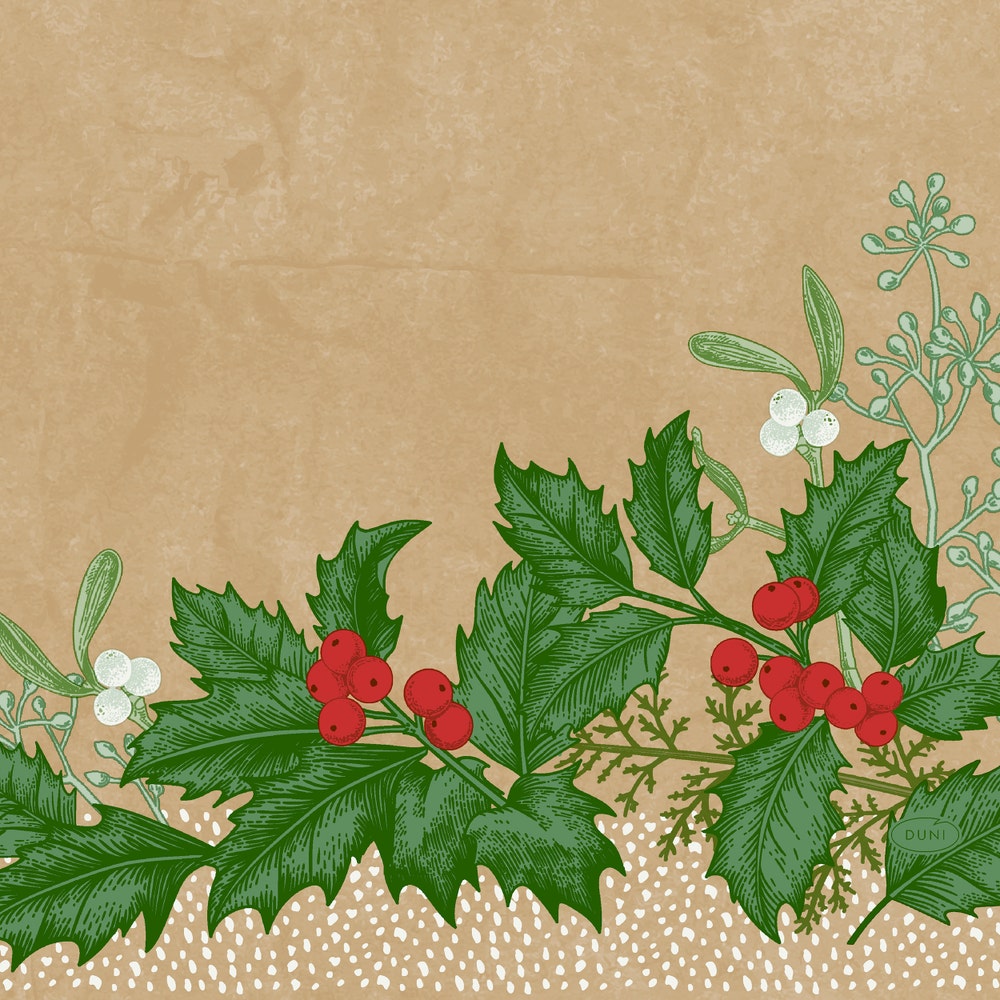 Duni Servietter Snowy Berries 3 lag, 33x33cm