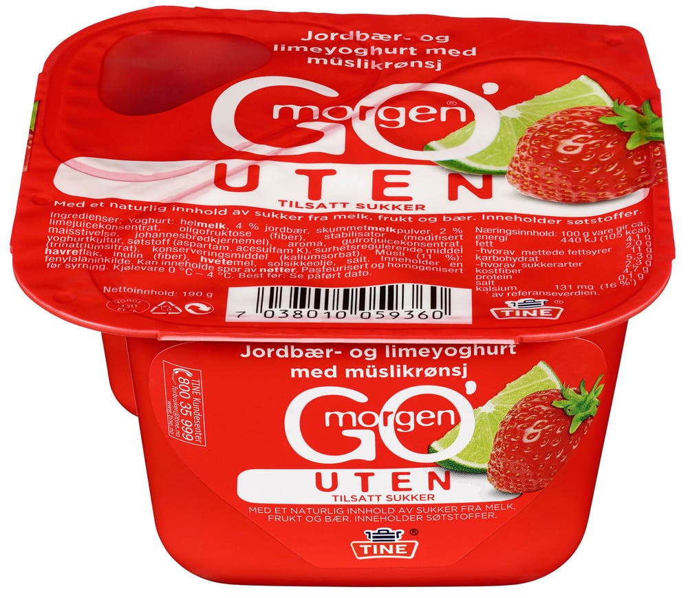 Tine Go'morgen Jordbær & Lime Uten
