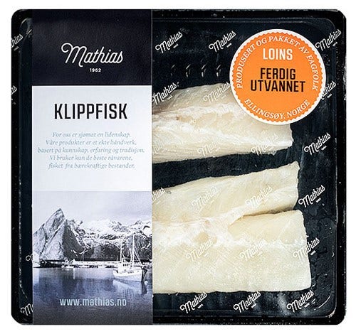 Mathias AS Klippfisk Loin Uten Skinn og Bein Utvannet