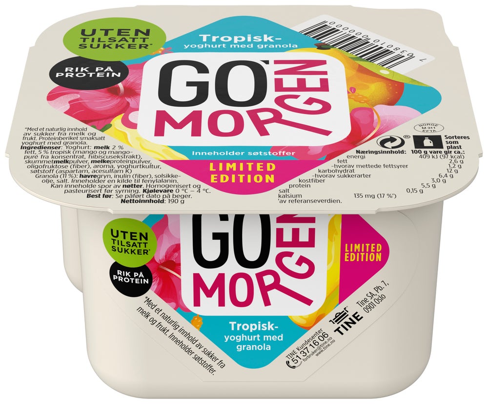 Tine Go'morgen Tropisk Med Granola Uten Tilsatt Sukker