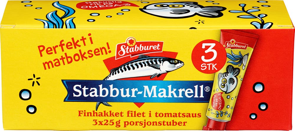 Stabburet Stabbur-Makrell Porsjonstuber 3 x 25g