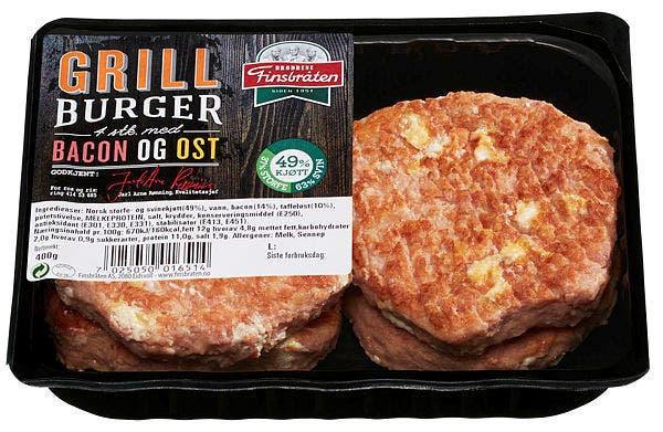 Finsbråten Grillburger med Bacon & Ost 4 stk