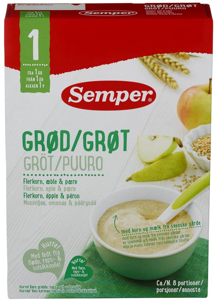 Semper Flerkornsgrøt Eple & Pære Fra 1 år