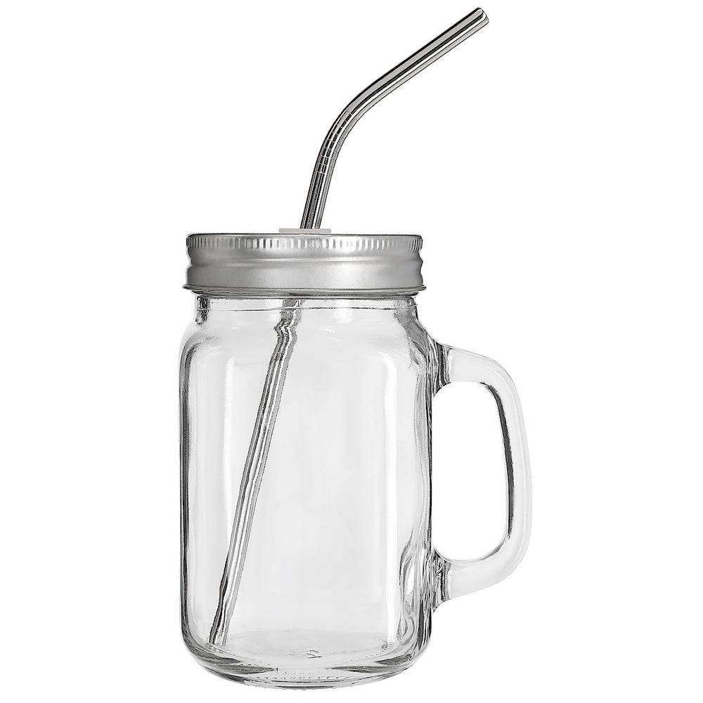 Clas Ohlson Glasskrus med lokk & sugerør