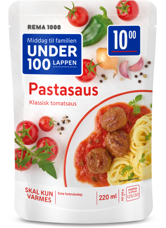 REMA 1000 Pastasaus Classic Tomatsaus til Kjøttboller, Pasta eller Fisk