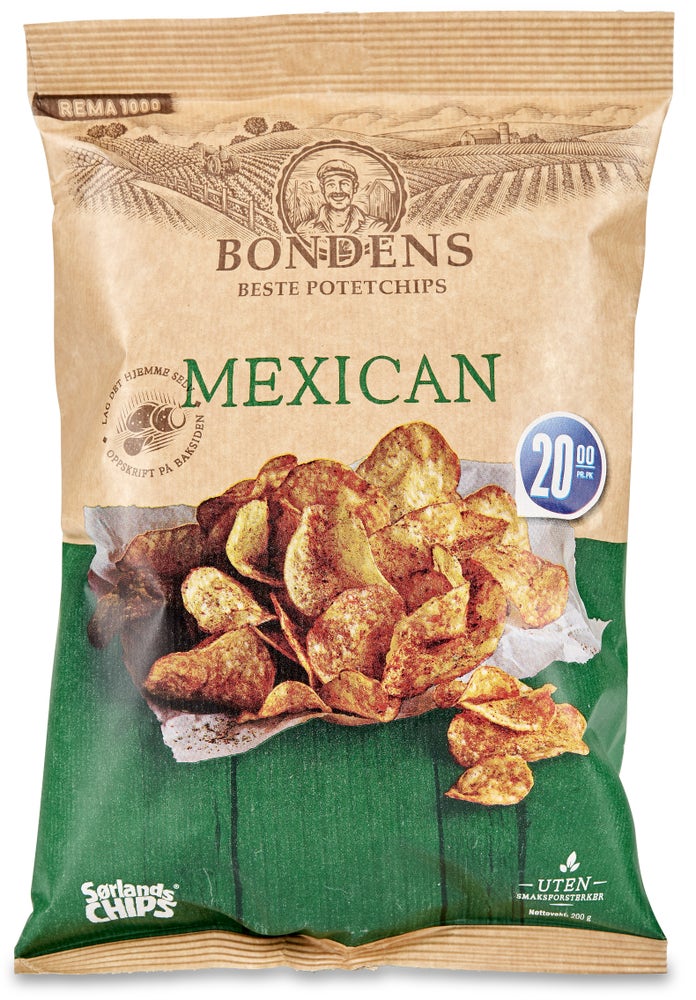 Sørlandschips Bondens Potetchips Mexican