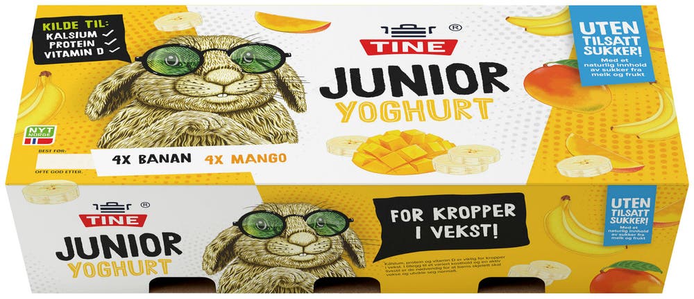 Tine Junior Yoghurt Frukt Uten tilsatt sukker eller søtstoff 8x125g