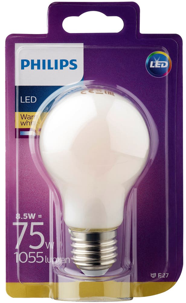 Philips Lyspære Led Classic 75w, E27 Matt Normal Varmhvit