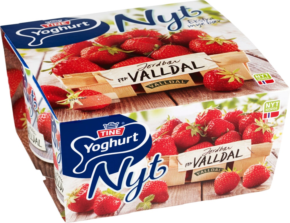Tine Yoghurt Nyt Jordbær fra Valldal, 4x125g