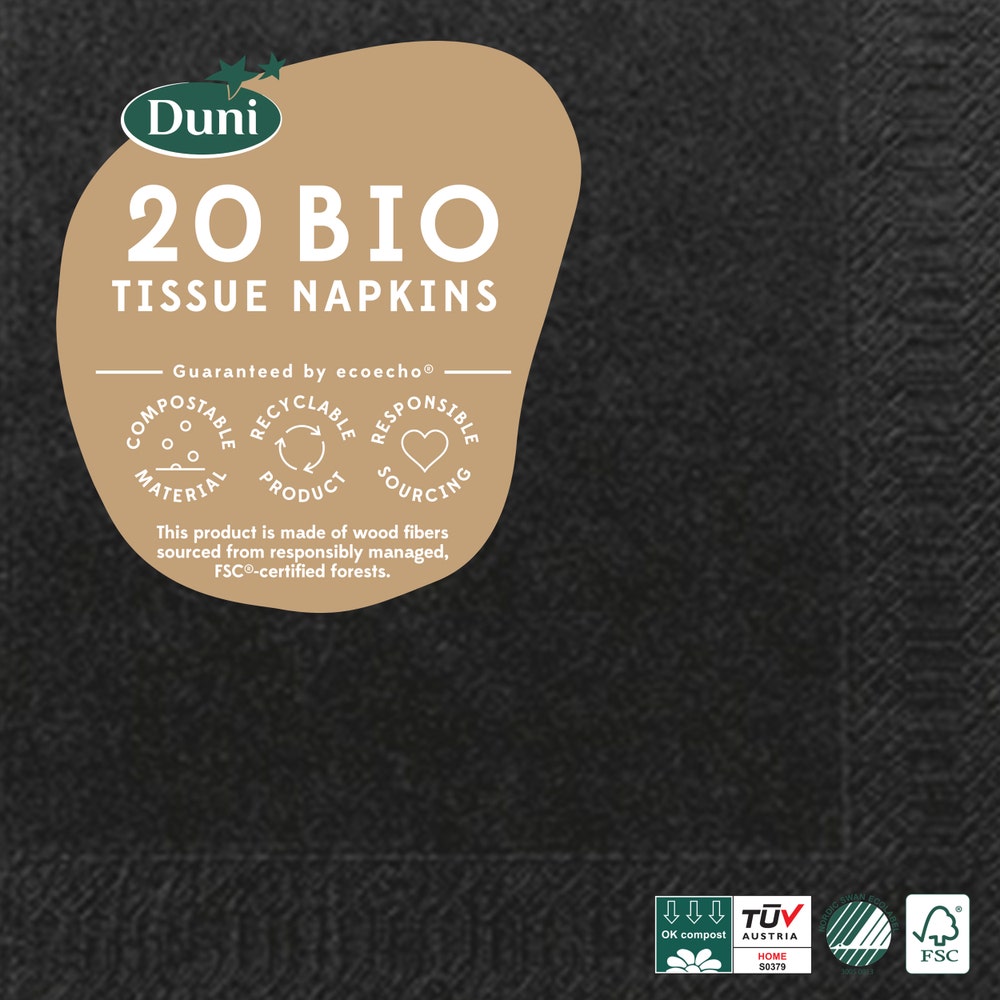 Duni Servietter Black 3 lag, 33x33cm