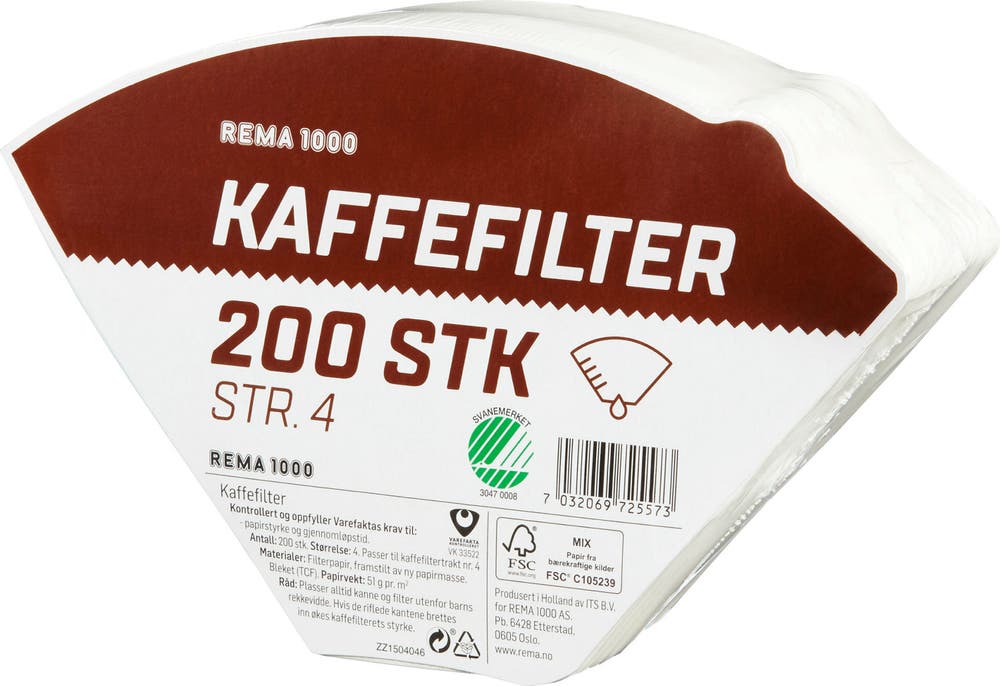 Kaffefilter Bleket Størrelse 4