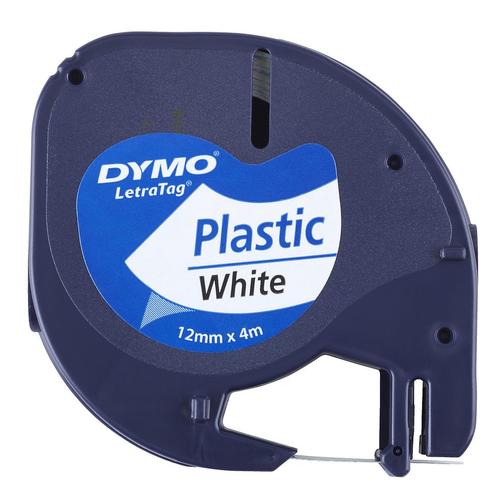 Dymo Tekstbånd til Dymo i plast Hvit, 12mm