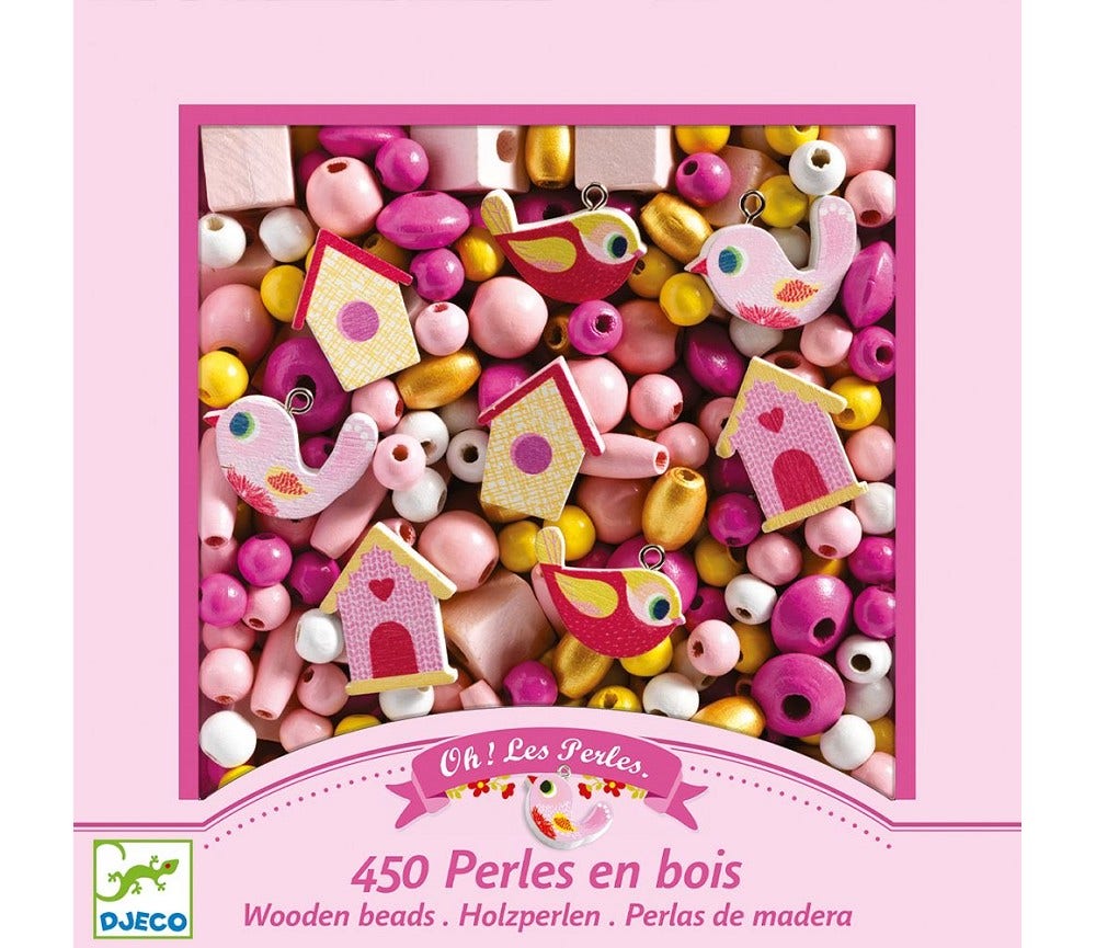 Sprell Røde og Rosa Perler i Tre