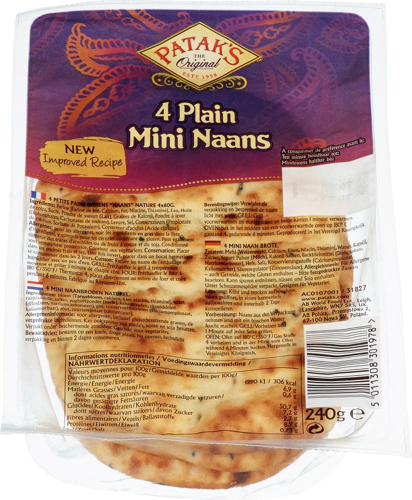 Patak's Naanbrød Original Mini 4 stk