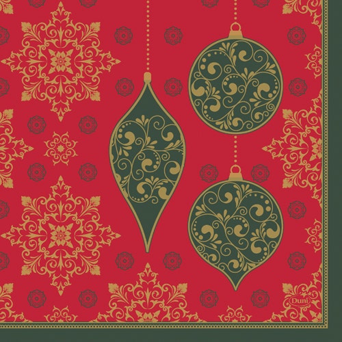 Duni Servietter X-mas Deco Red 3 lag, 33x33cm