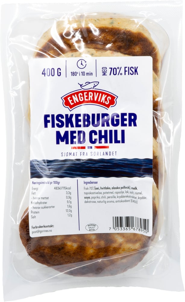 Engerviks Fiskeburger med chili 70%
