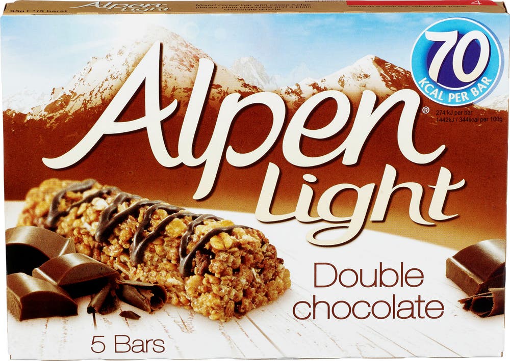 Alpen Bars Light Double Chocolate, 5 stk