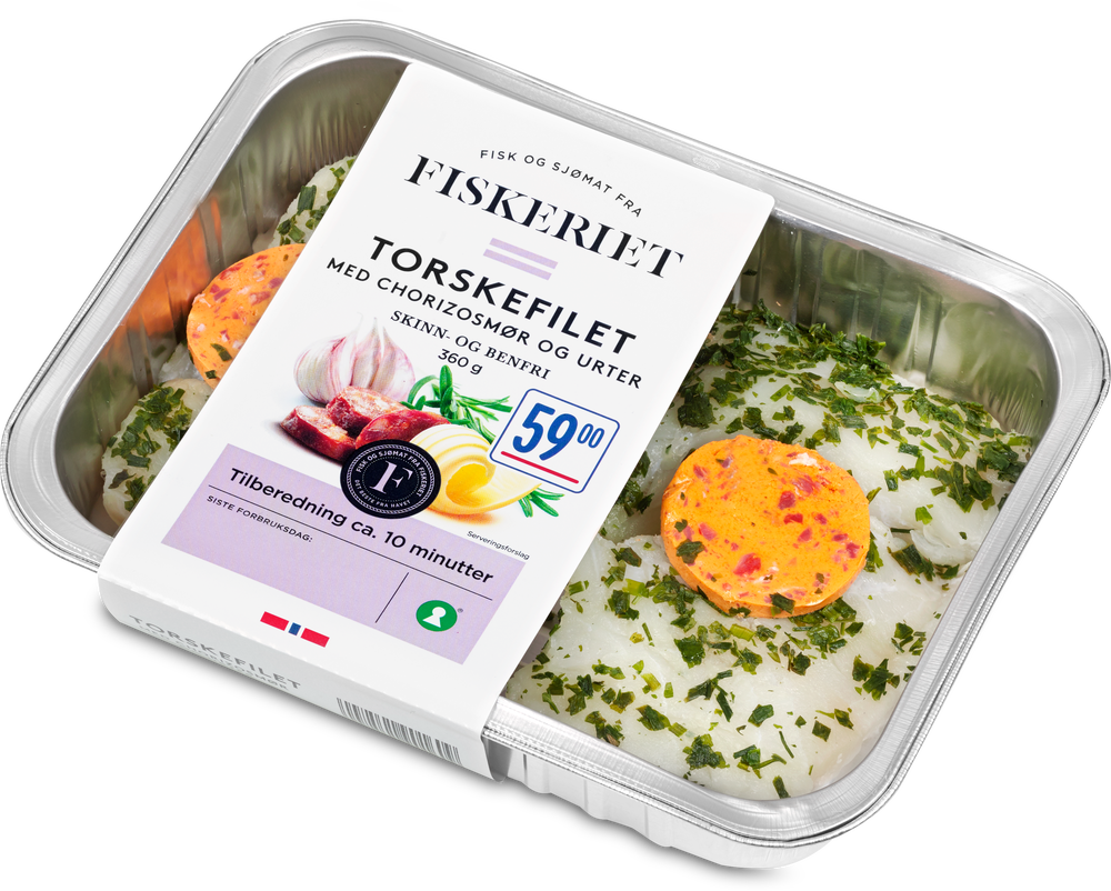 Fiskeriet Torsk med Chorizo Og Urter