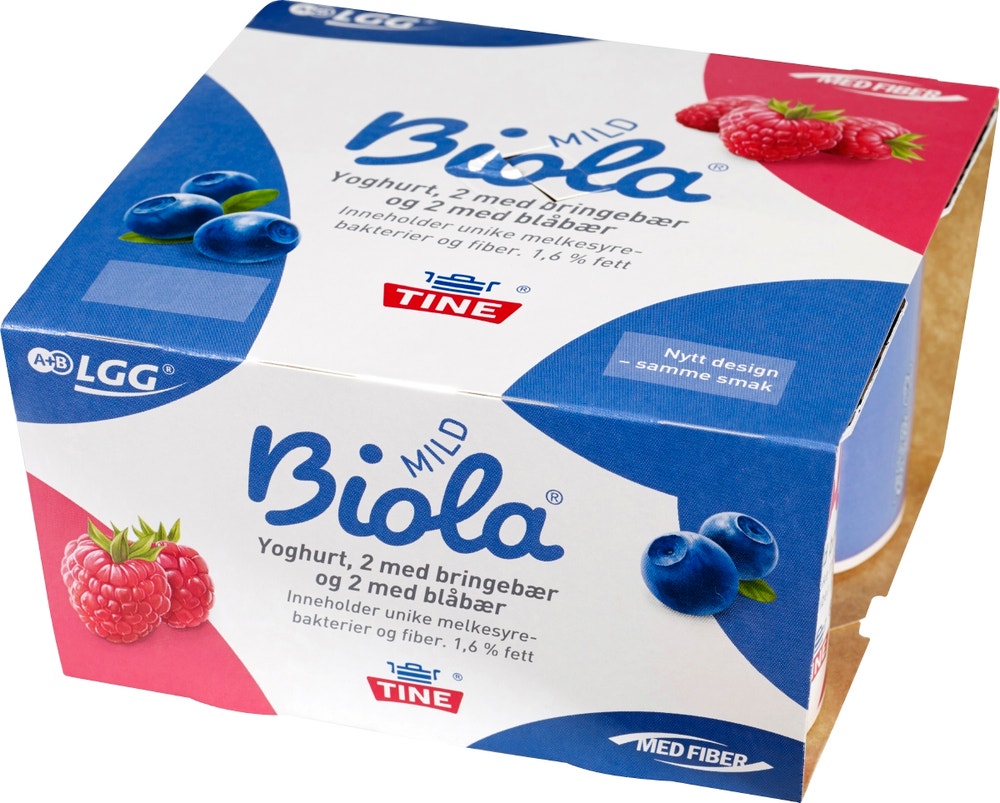 Tine Biola Yoghurt Bringebær & Blåbær 4 pk