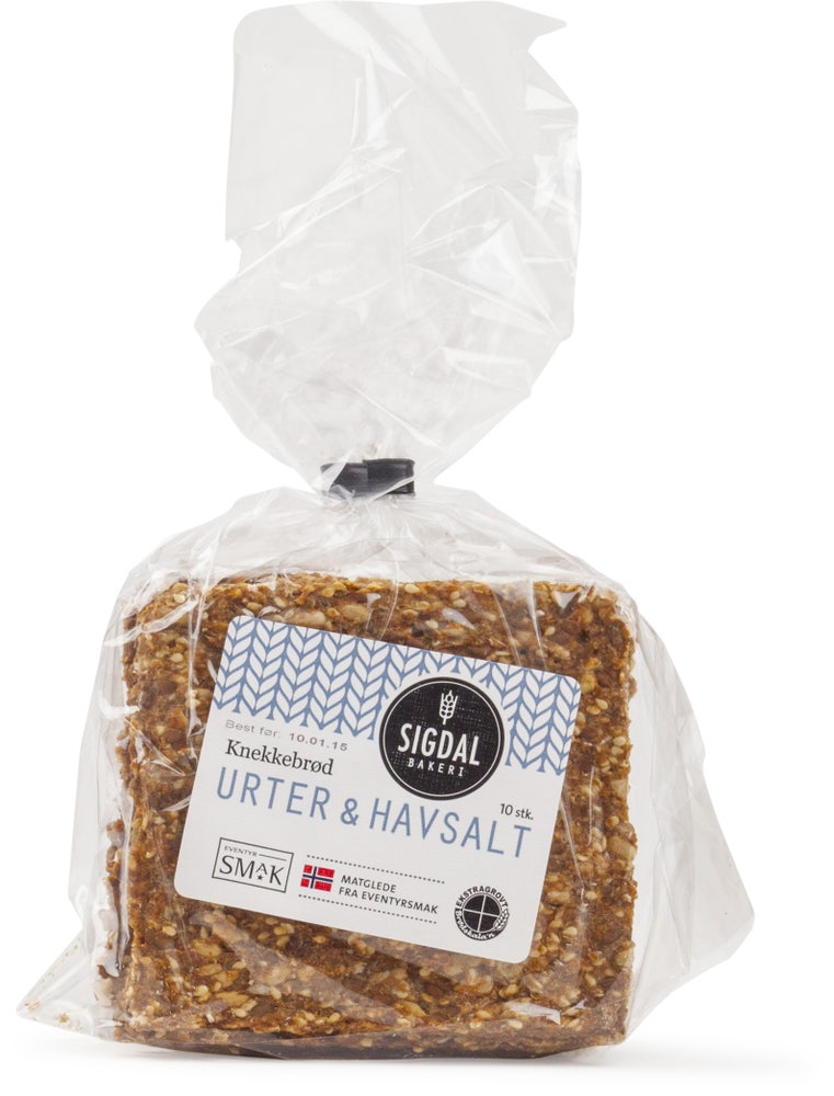Sigdal Knekkebrød Urter og Havsalt Helsprøtt, Sigdal