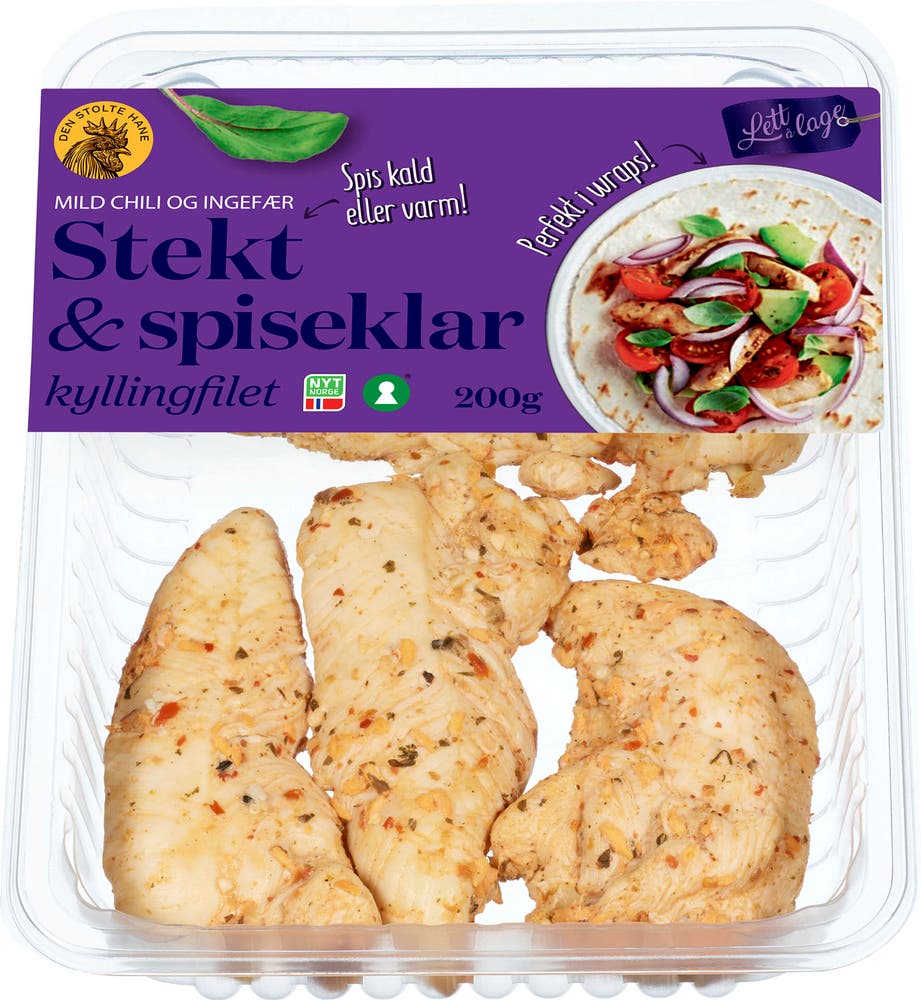 Den Stolte Hane Kyllingfilet Stekt Og Spiseklar Chili Og Ingefær